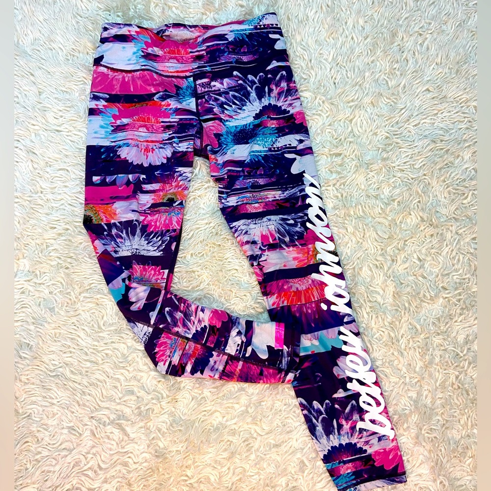 Betsey Johnson Performance Floral Sunflower Yoga Leggings Sz M Great Condition